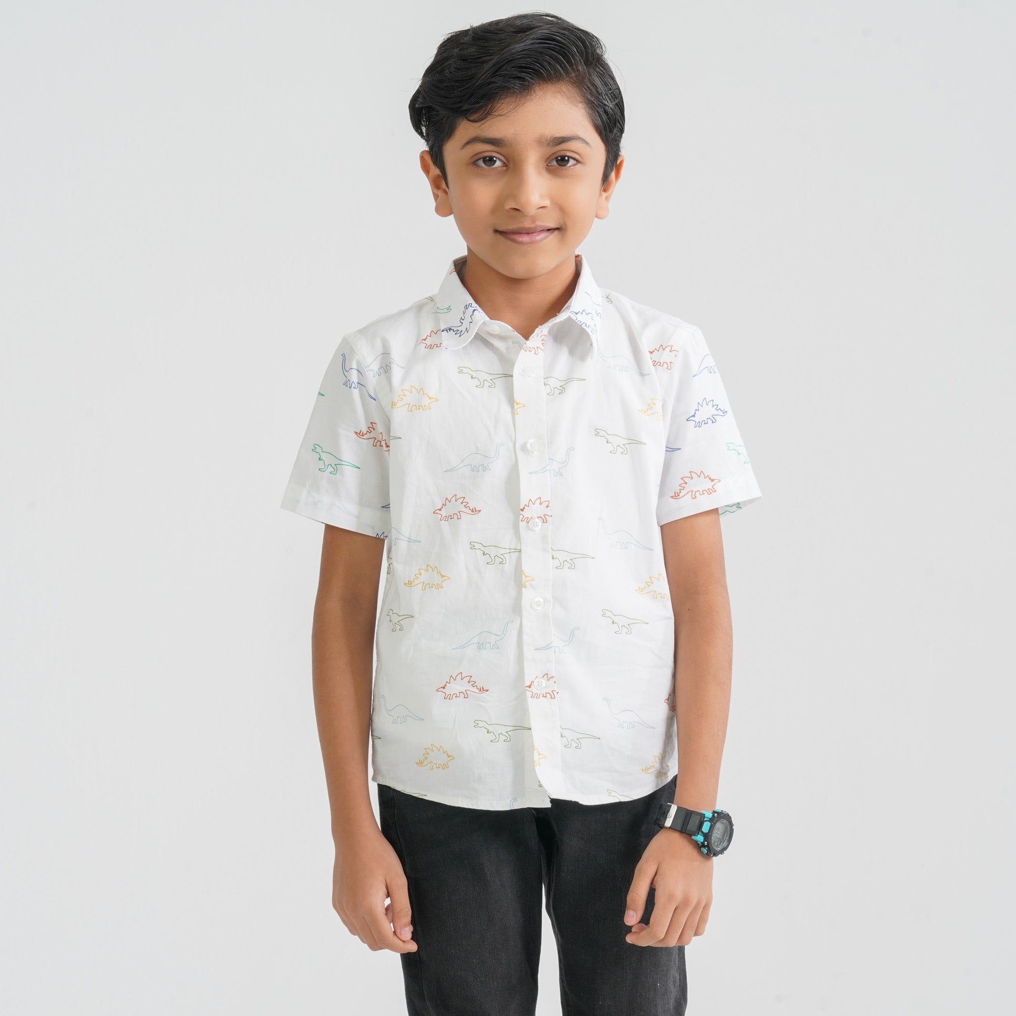 Baby Boy's White Cotton Casual Shirt